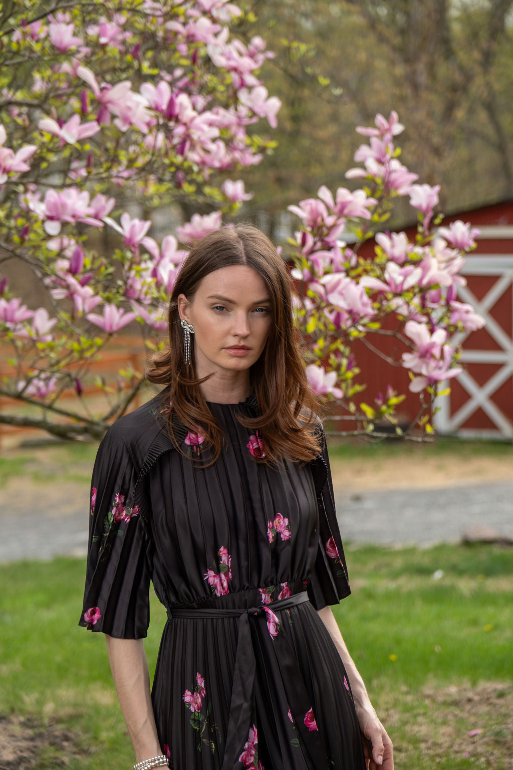 Del Mar Dress Floral Satin