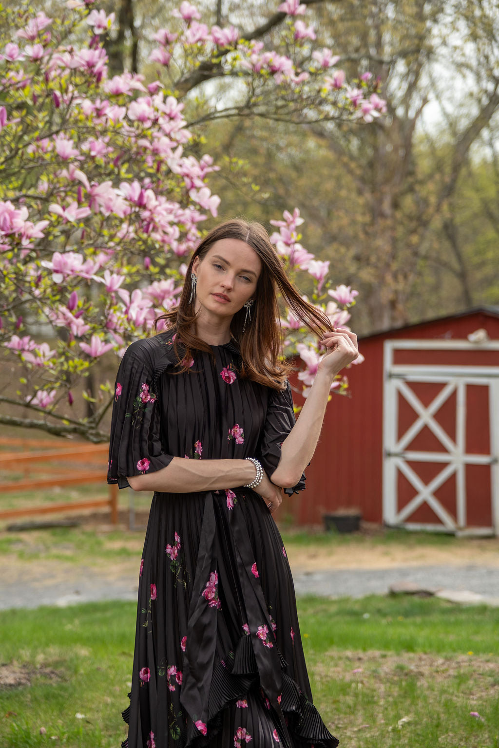 Del Mar Dress Floral Satin