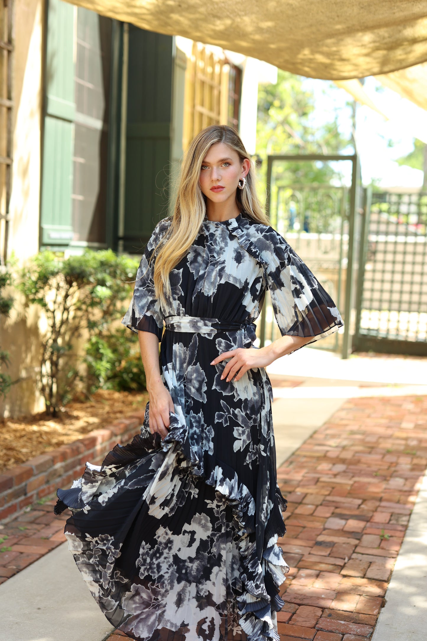 Del Mar Maxi Dress Black & White Print