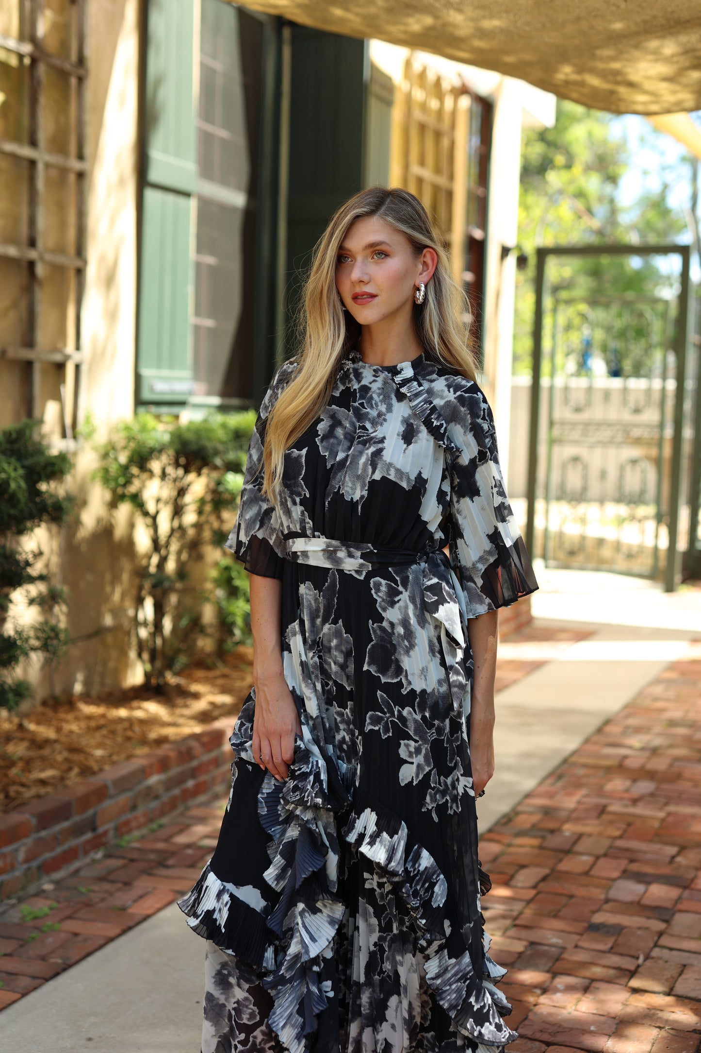 Del Mar Maxi Dress Black & White Print