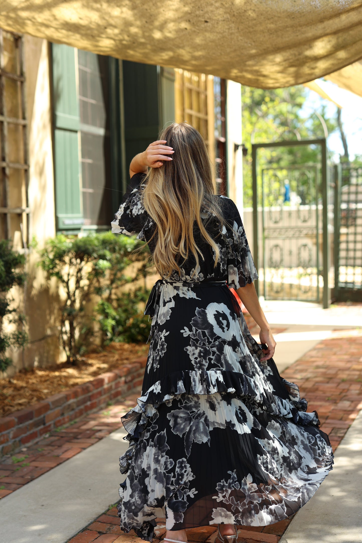 Del Mar Maxi Dress Black & White Print