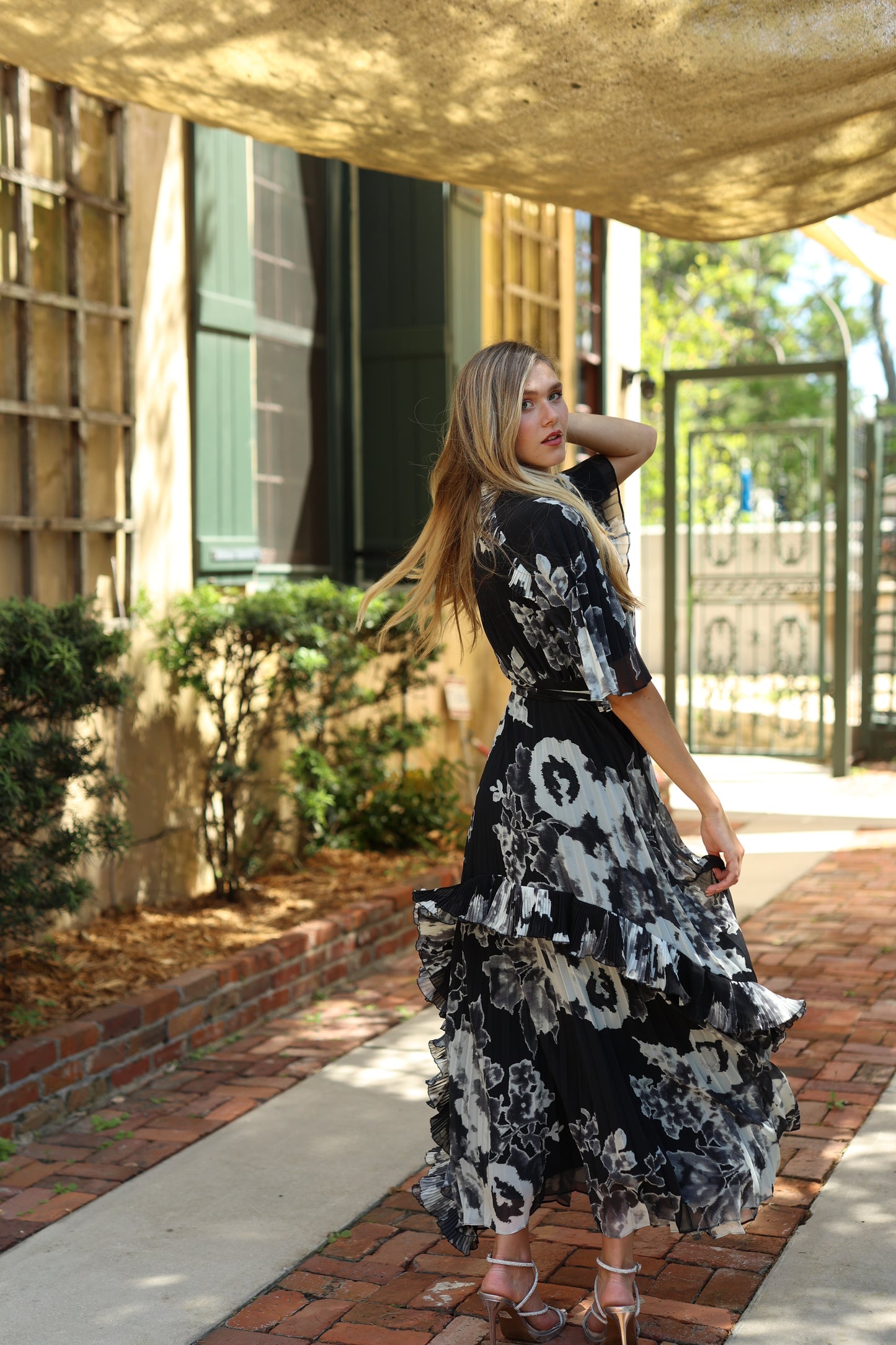 Del Mar Maxi Dress Black & White Print