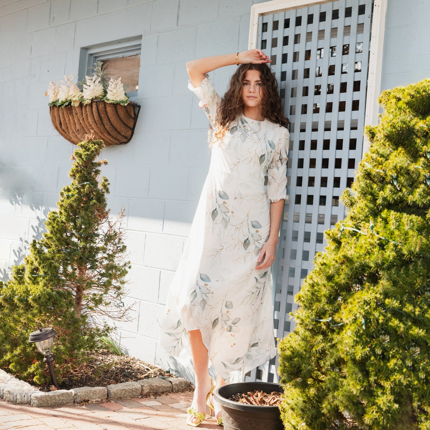 Cannes Dress - White Leaf Print