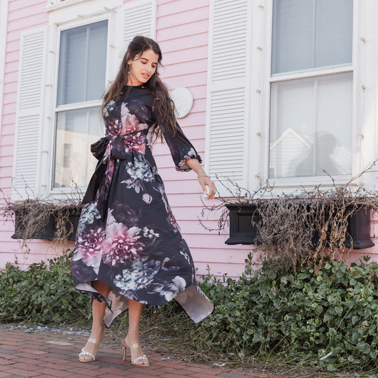 Cannes Dress - Black & Pink